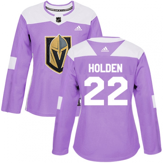 Women's Adidas Vegas Golden Knights 22 Nick Holden Authentic Purple Fights Cancer Practice NHL Jersey