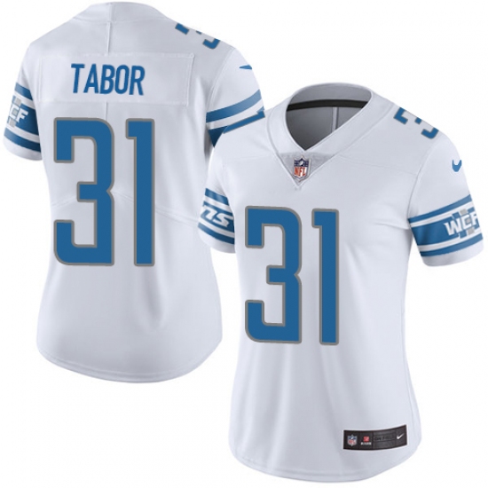 Women Nike Detroit Lions 31 Teez Tabor White Vapor Untouchable Limited Player NFL Jersey