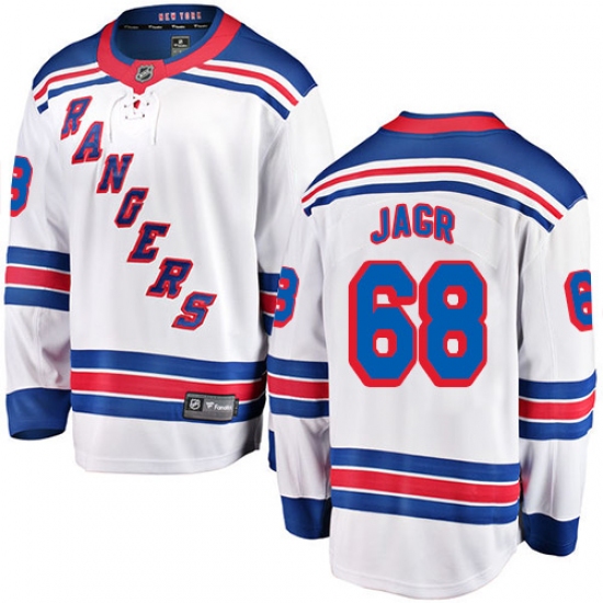 Youth New York Rangers 68 Jaromir Jagr Fanatics Branded White Away Breakaway NHL Jersey