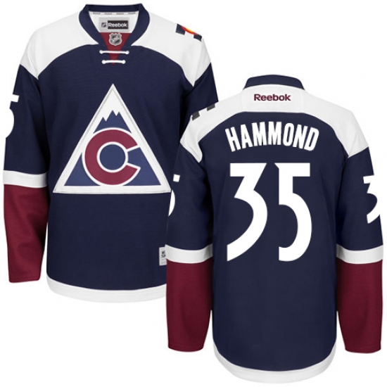 Men's Reebok Colorado Avalanche 35 Andrew Hammond Authentic Blue Third NHL Jersey