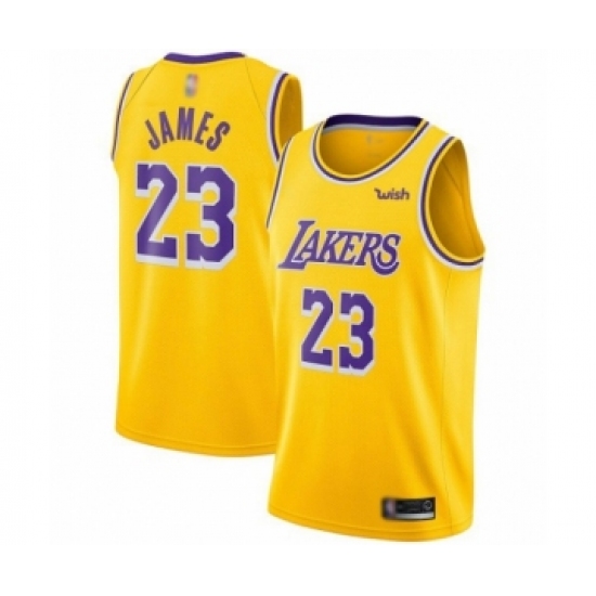 Youth Los Angeles Lakers 23 LeBron James Swingman Gold Basketball Jerseys - Icon Edition