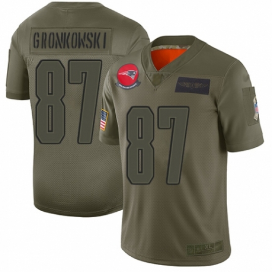 Men's New England Patriots 87 Rob Gronkowski Limited Camo 2019 Salute to Service Football Jersey