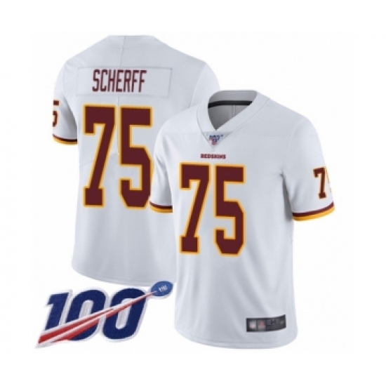 Men's Washington Redskins 75 Brandon Scherff White Vapor Untouchable Limited Player 100th Season Football Jersey