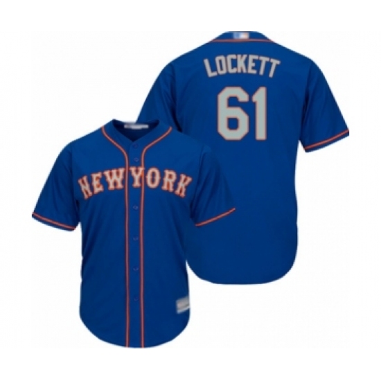 Youth New York Mets 61 Walker Lockett Authentic Royal Blue Alternate Road Cool Base Baseball Player Jersey