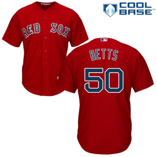 Youth Majestic Boston Red Sox 50 Mookie Betts Authentic Red Alternate Home Cool Base MLB Jersey