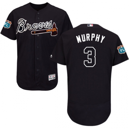 Men's Majestic Atlanta Braves 3 Dale Murphy Navy Blue Alternate Flex Base Authentic Collection MLB Jersey