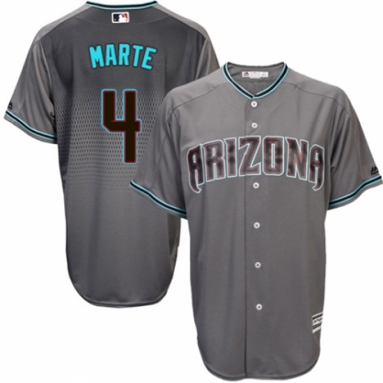 Men's Majestic Arizona Diamondbacks 4 Ketel Marte Replica Gray/Turquoise Cool Base MLB Jersey