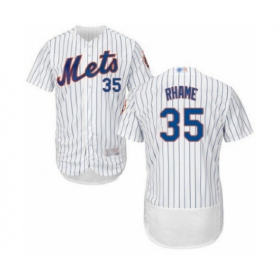 Men's New York Mets 35 Jacob Rhame White Home Flex Base Authentic Collection Baseball Player Jersey