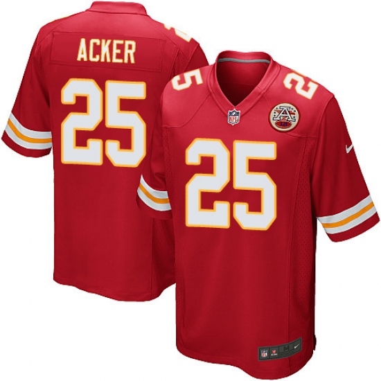 Men's Nike Kansas City Chiefs 25 Kenneth Acker Game Red Team Color NFL Jersey