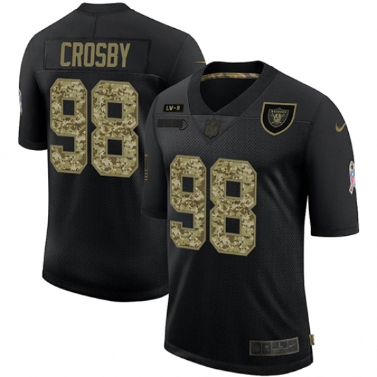 Men's Oakland Raiders 98 Maxx Crosby Olive Gold Nike 2020 Salute To Service Limited Jersey