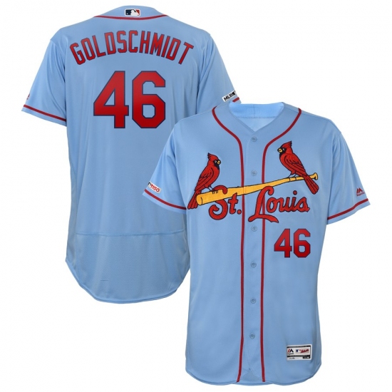 Men's St. Louis Cardinals 46 Paul Goldschmidt Majestic Light Blue Alternate Authentic Collection Flex Base Player Jersey