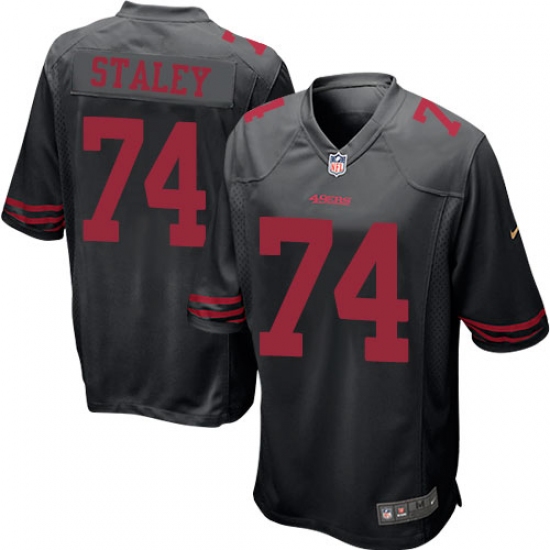Men's Nike San Francisco 49ers 74 Joe Staley Game Black NFL Jersey