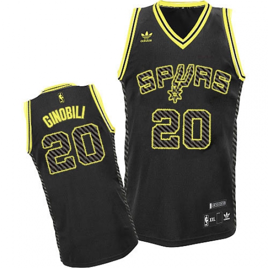 Men's Adidas San Antonio Spurs 20 Manu Ginobili Swingman Black Electricity Fashion NBA Jersey