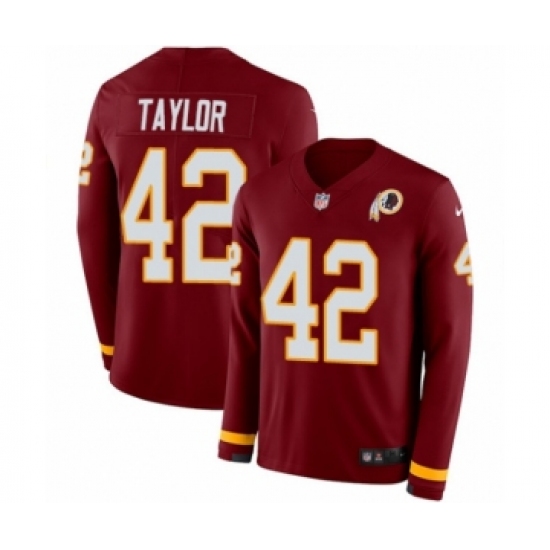 Men's Nike Washington Redskins 42 Charley Taylor Limited Burgundy Therma Long Sleeve NFL Jersey