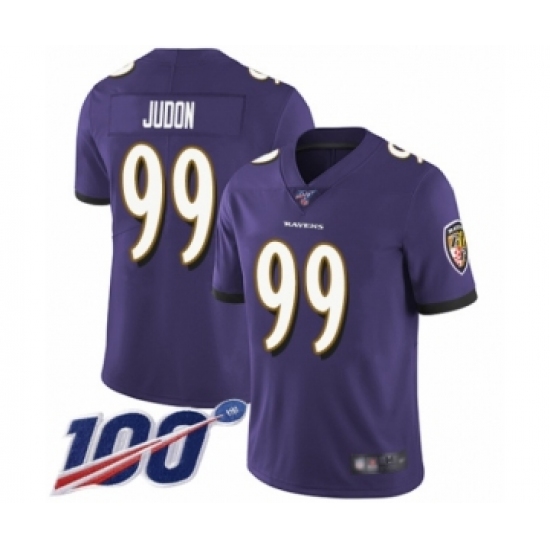 Men's Baltimore Ravens 99 Matt Judon Purple Team Color Vapor Untouchable Limited Player 100th Season Football Jersey