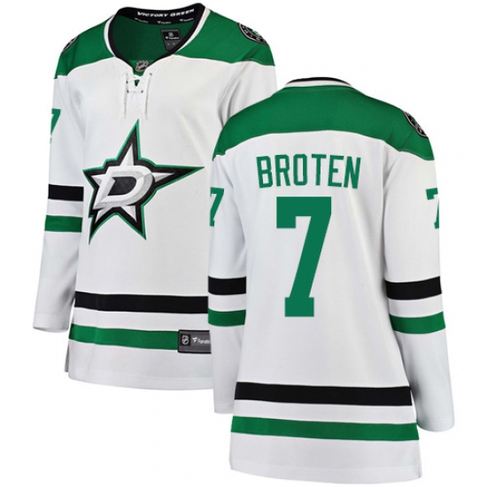 Women's Dallas Stars 7 Neal Broten Authentic White Away Fanatics Branded Breakaway NHL Jersey