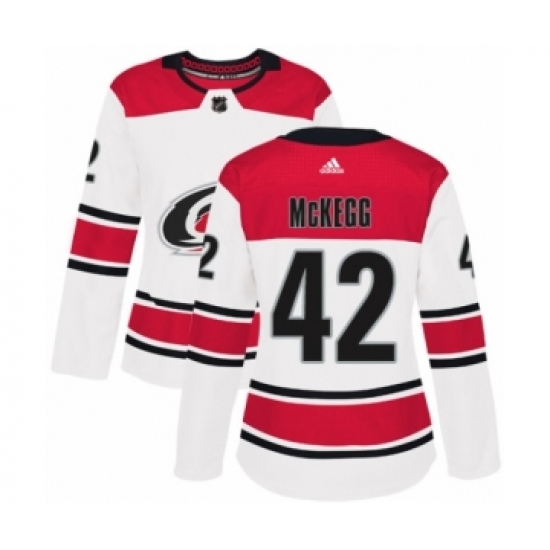 Women's Adidas Carolina Hurricanes 42 Greg McKegg Authentic White Away NHL Jersey