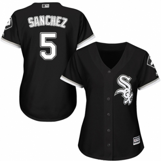 Women's Majestic Chicago White Sox 5 Yolmer Sanchez Replica Black Alternate Home Cool Base MLB Jersey