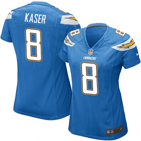 Women's Nike Los Angeles Chargers 8 Drew Kaser Game Electric Blue Alternate NFL Jersey