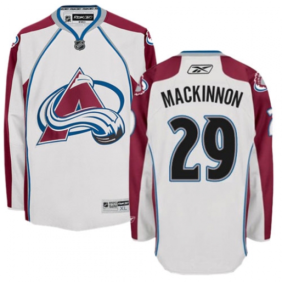 Men's Reebok Colorado Avalanche 29 Nathan MacKinnon Authentic White Away NHL Jersey