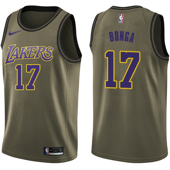 Men's Nike Los Angeles Lakers 17 Isaac Bonga Swingman Green Salute to Service NBA Jersey