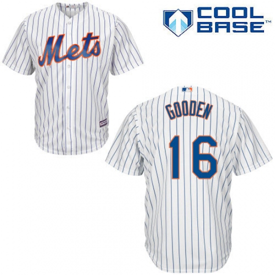 Men's Majestic New York Mets 16 Dwight Gooden Replica White Home Cool Base MLB Jersey