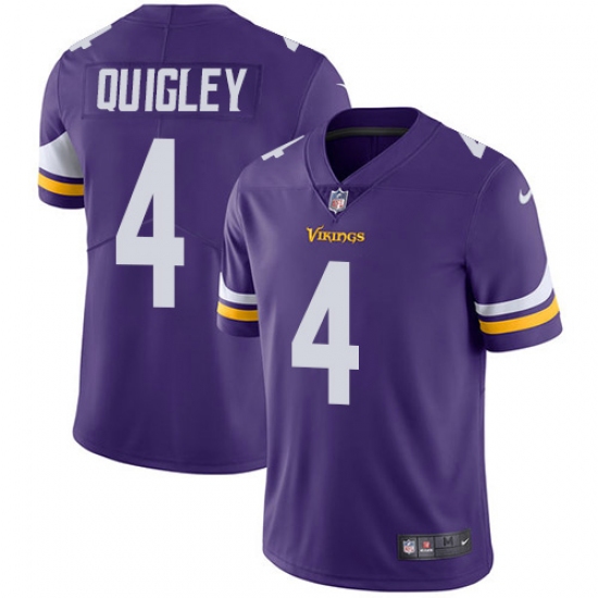 Men's Nike Minnesota Vikings 4 Ryan Quigley Purple Team Color Vapor Untouchable Limited Player NFL Jersey