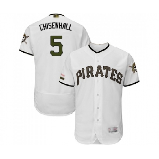 Men's Pittsburgh Pirates 5 Lonnie Chisenhall White Alternate Authentic Collection Flex Base Baseball Jersey