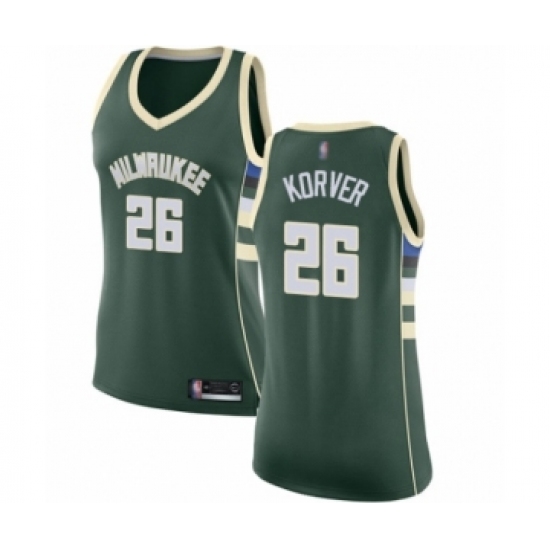 Women's Milwaukee Bucks 26 Kyle Korver Swingman Green Basketball Jersey - Icon Edition