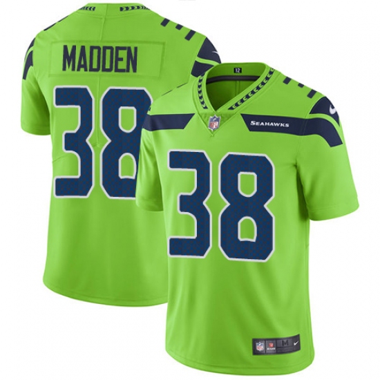 Men's Nike Seattle Seahawks 38 Tre Madden Limited Green Rush Vapor Untouchable NFL Jersey