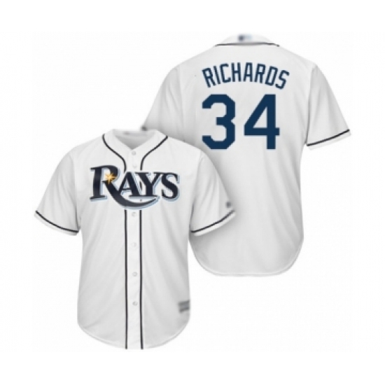 Youth Tampa Bay Rays 34 Trevor Richards Authentic White Home Cool Base Baseball Player Jersey