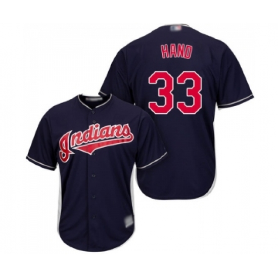 Youth Cleveland Indians 33 Brad Hand Replica Navy Blue Alternate 1 Cool Base Baseball Jersey