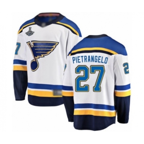 Youth St. Louis Blues 27 Alex Pietrangelo Fanatics Branded White Away Breakaway 2019 Stanley Cup Champions Hockey Jersey