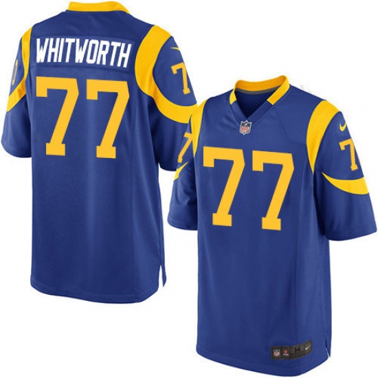 Men's Nike Los Angeles Rams 77 Andrew Whitworth Game Royal Blue Alternate NFL Jersey