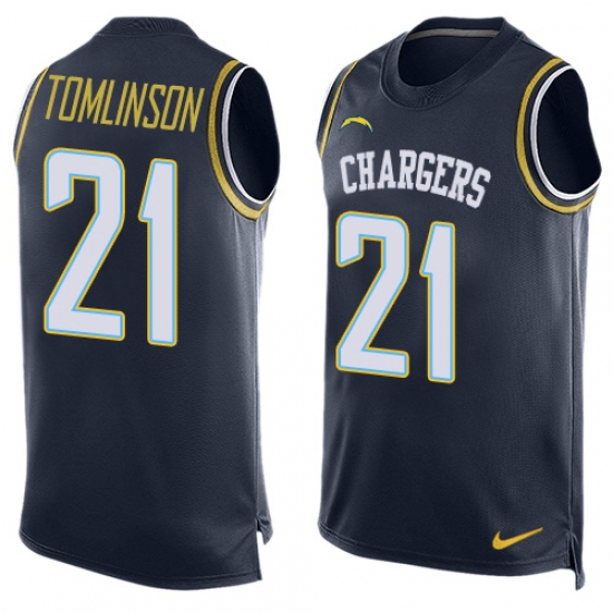 Men's Nike Los Angeles Chargers 21 LaDainian Tomlinson Limited Navy Blue Player Name & Number Tank Top NFL Jersey