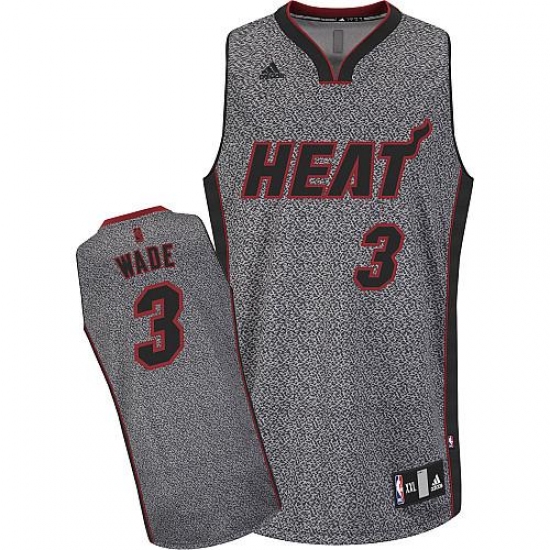 Men's Adidas Miami Heat 3 Dwyane Wade Swingman Grey Static Fashion NBA Jersey