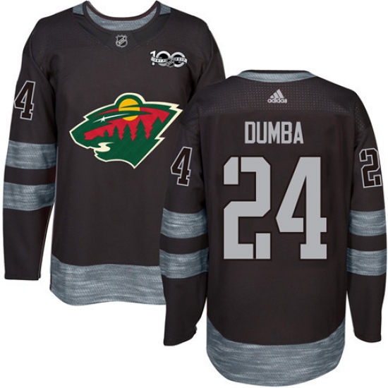 Men's Adidas Minnesota Wild 24 Matt Dumba Authentic Black 1917-2017 100th Anniversary NHL Jersey