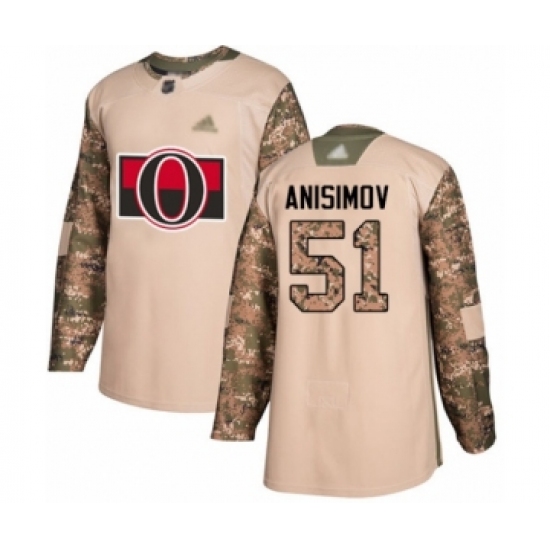 Youth Ottawa Senators 51 Artem Anisimov Authentic Camo Veterans Day Practice Hockey Jersey