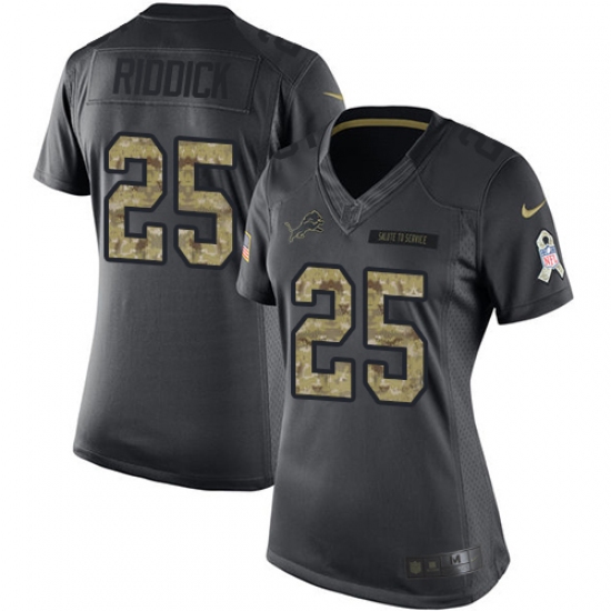 Women's Nike Detroit Lions 25 Theo Riddick Limited Black 2016 Salute to Service NFL Jersey