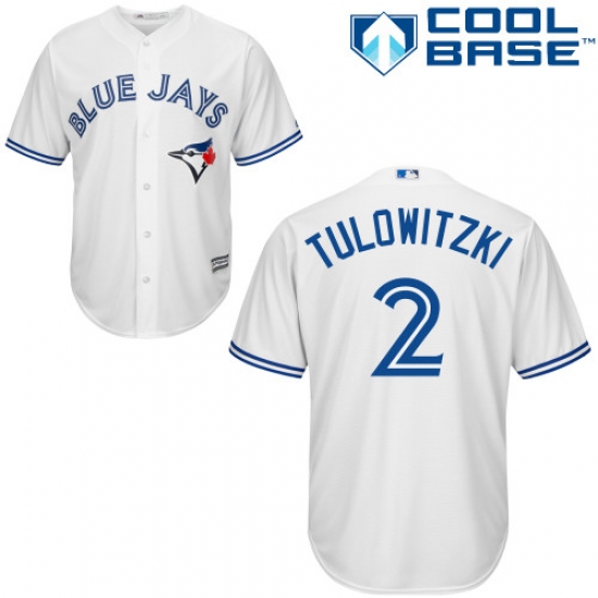 Youth Majestic Toronto Blue Jays 2 Troy Tulowitzki Replica White Home MLB Jersey