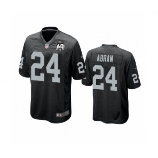 Men's Oakland Raiders 24 Johnathan Abram Game Black 60th Anniversary Team Color Football Jersey