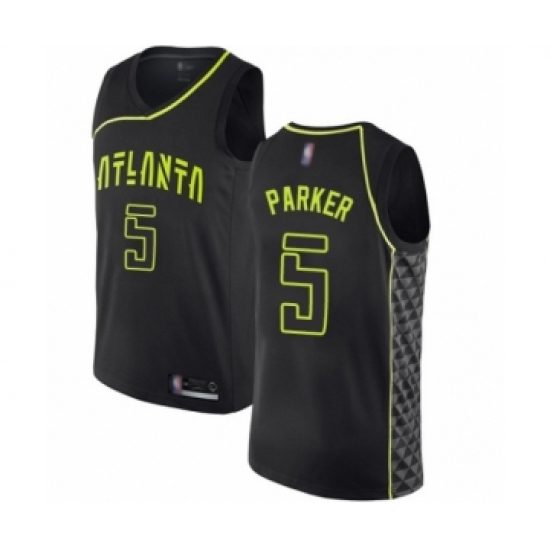 Men's Atlanta Hawks 5 Jabari Parker Authentic Black Basketball Jersey - City Edition