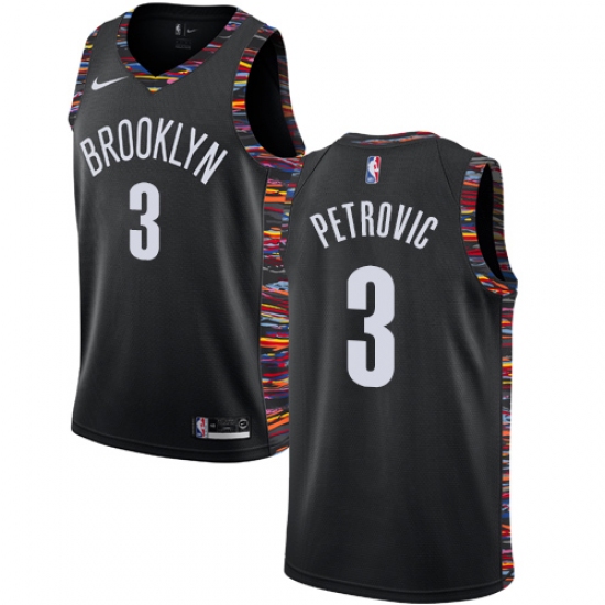 Men's Nike Brooklyn Nets 3 Drazen Petrovic Swingman Black NBA Jersey - 2018 19 City Edition