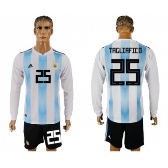 Argentina 25 Tagliafico Home Long Sleeves Soccer Country Jersey