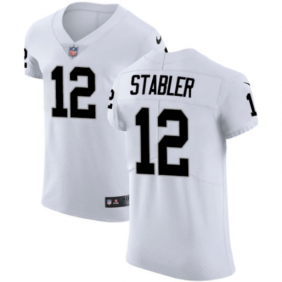 Men's Nike Oakland Raiders 12 Kenny Stabler White Vapor Untouchable Elite Player NFL Jersey