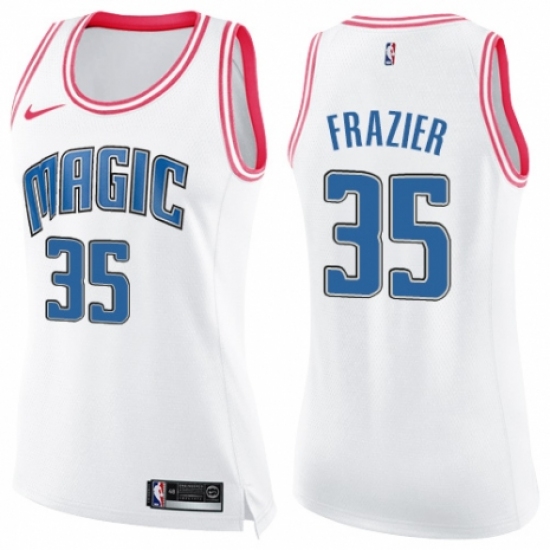 Women's Nike Orlando Magic 35 Melvin Frazier Swingman White/Pink Fashion NBA Jersey