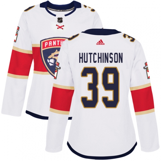 Women's Adidas Florida Panthers 39 Michael Hutchinson Authentic White Away NHL Jersey