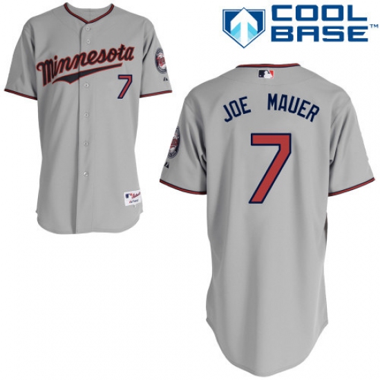 Women's Majestic Minnesota Twins 7 Joe Mauer Replica Grey Road Cool Base MLB Jersey