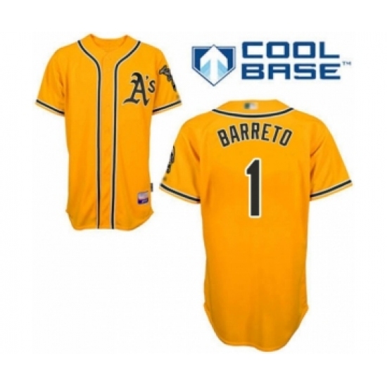 Youth Oakland Athletics 1 Franklin Barreto Authentic Gold Alternate 2 Cool Base Baseball Player Jersey