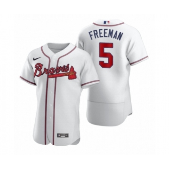 Men's Atlanta Braves 5 Freddie Freeman Nike White 2020 Authentic Jersey